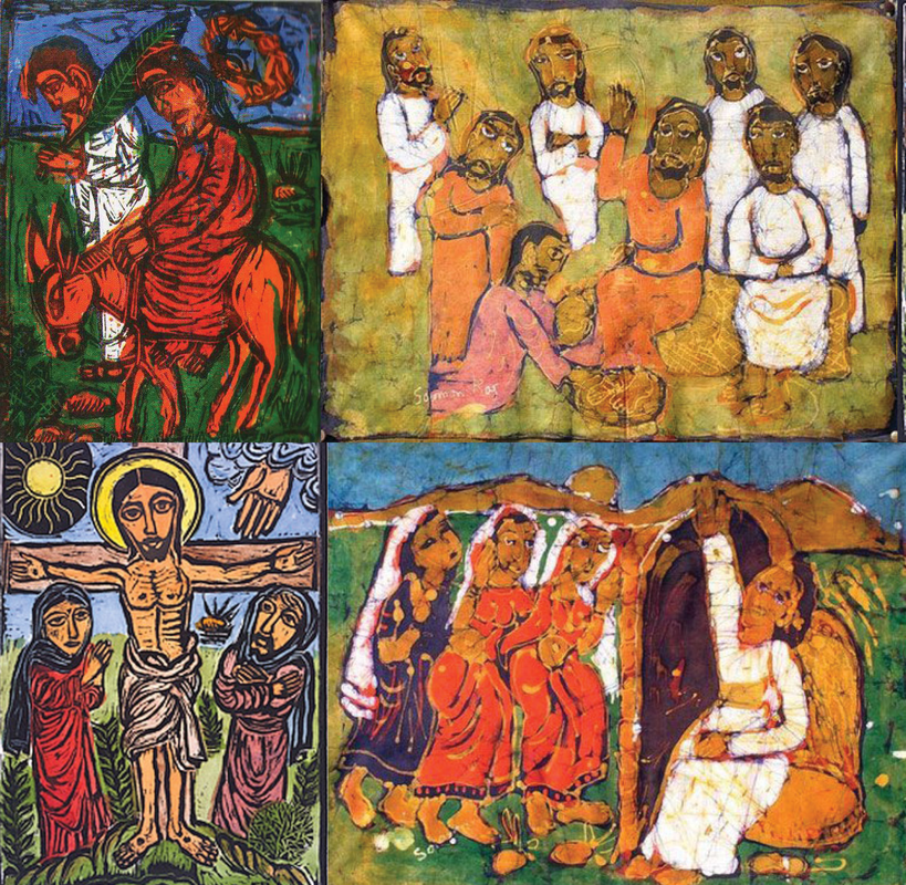 batik style renderings of holy week and Easter Sunday