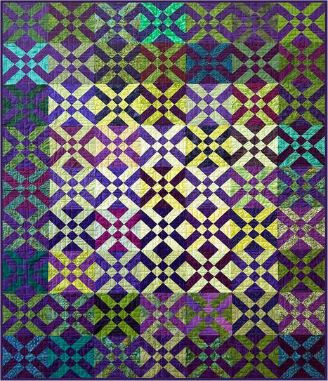 purple, yellow, blue and green quilt