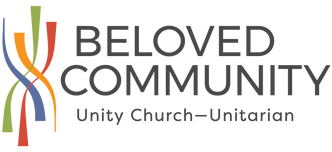 Beloved Community Unity Church Unitarian with orange red green and blue lines intersecting