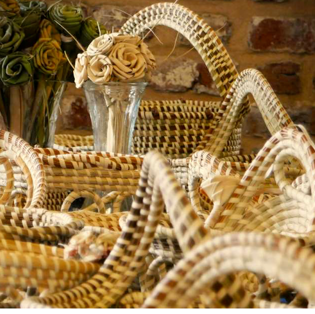 a pile of baskets