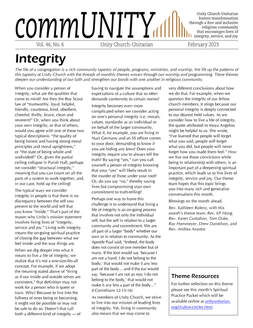 February Newsletter Cover with worship them of Integrity