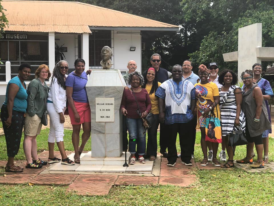 Russel and Ray with their group at W. E. B. Du Bois home in Accra, Ghana.