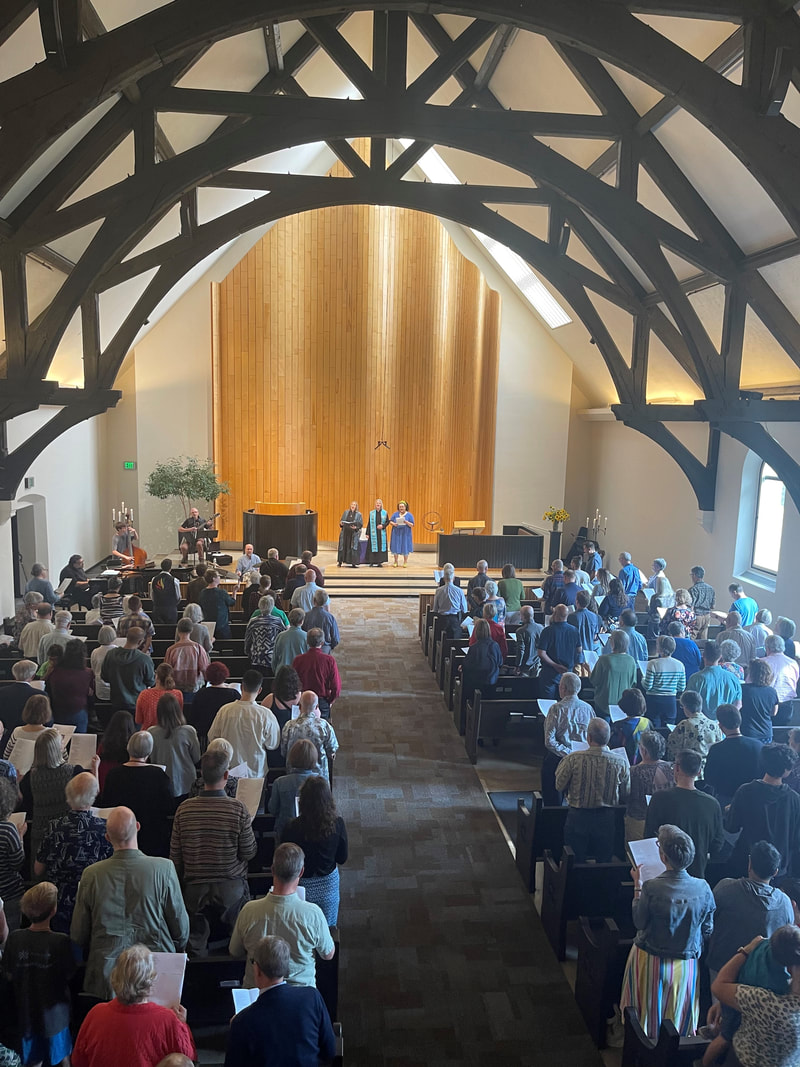 Congregation in sanctuary on Merging of waters sunday 2023