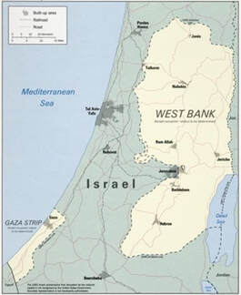 Israel map with defined west bank